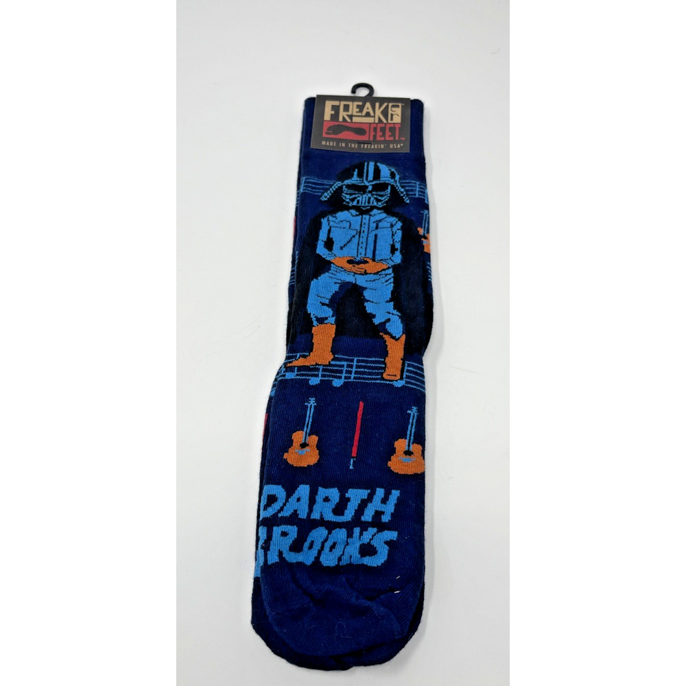 Freaker Feet Socks Blue Darth Brooks Star Wars Guitars Music Notes New